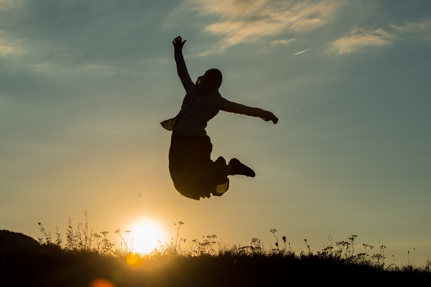 Silhoutte of Happy Guy Enjoying Him Self